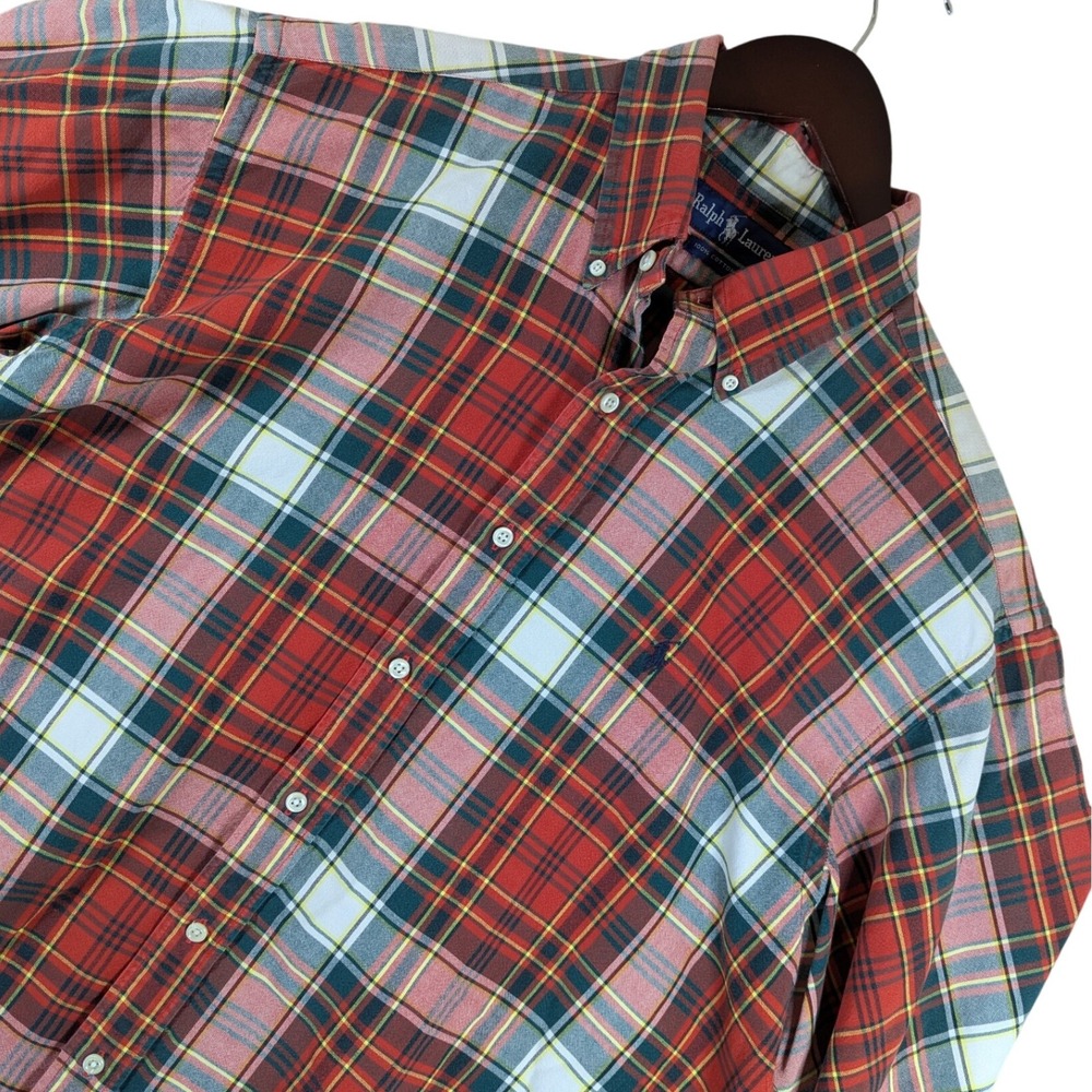 Ralph‎ Lauren Plaid Button Down Shirt Long Sleeve Cotton Casual Mens Size L